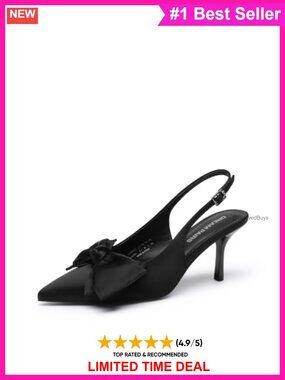 Slingback Pump Heels with Oversized Bow and 3-Inch Stiletto Heel